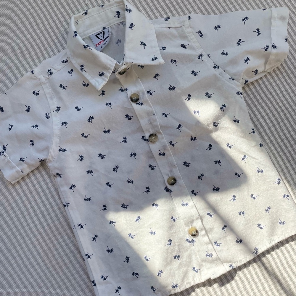 White Palm Tree Print Kids Shirt